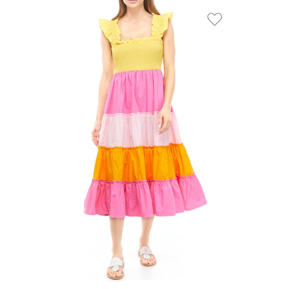 Colorful Tiered Midi Dress